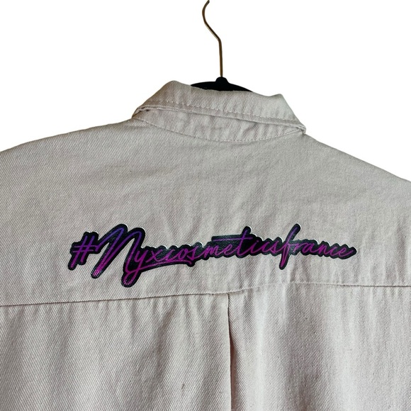 NYX Cosmetics France Button Up Denim Shirt Light Pink ASIS Medium? - Picture 8 of 9